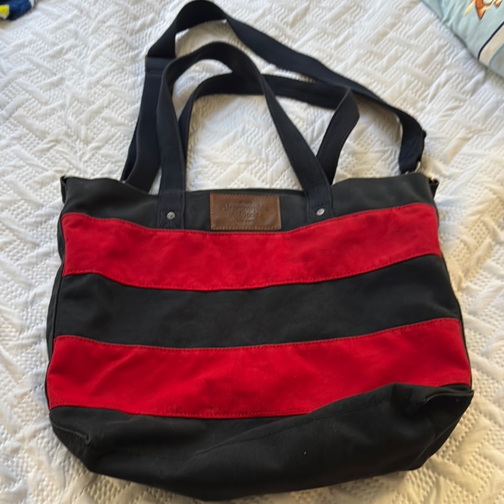 Bold Red and Black Striped Tote Bag